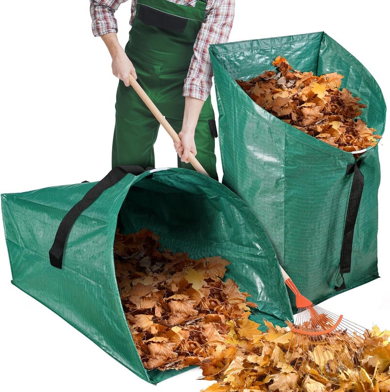 VICAMB 2 Pack 60 Gallon Leaf Collector,Collapsible Lawn & Leaf Bag,Heavy Leaves Pick up Tool Reusable Yard Waste Bags,Large Yard Dustpan Type Garden Bag for Leaves,Debris,Grass,Clippings,Lawn Trash - Image 1